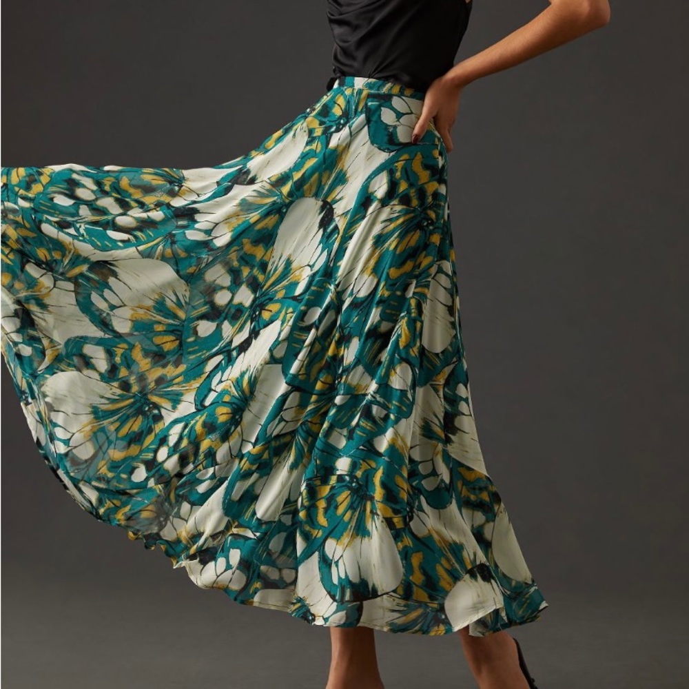 Anthropologie Circular Butterfly Print Skirt - Picture 4 of 10